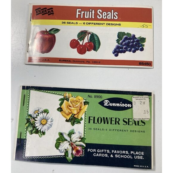 5 Vintage Eureka Seals Fruit Flower Butterfly Paper Magic Stamp 6 Designs Ea USA - Picture 10 of 11